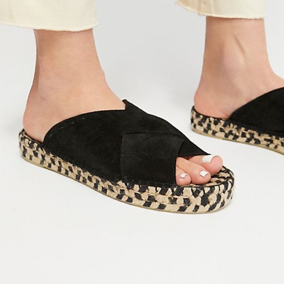 NIB Free People Black Tuscan Espadrille Sandal - Picture 1 of 6